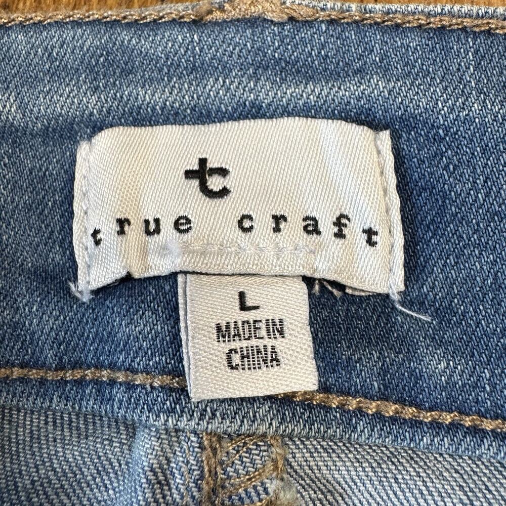 True Craft Denim Seam Front Mini Skirt Y2K Med Wash Womens Sz L NWT - Picture 2 of 6